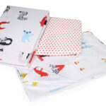 کاور تمام ست یک نفره سه تکه 90 بروجرد طرح آلفابتا رنگ قرمز