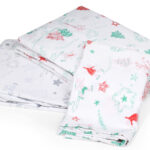 کاور تمام ست یک نفره سه تکه عرض 90 بروجرد طرح درخت كريسمس رنگ قرمز