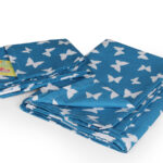 ملحفه نیم ست نوزادی دو تکه بروجرد طرح پروانه رنگ آبی