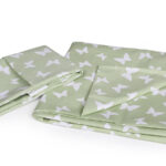 ملحفه نیم ست نوزادی دو تکه بروجرد طرح پروانه رنگ سبز