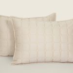 ملحفه روبالشی گلدوزی قاب دار دو تکه 70*50 بروجرد طرح دوخت آرسن رنگ کرم