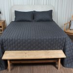 ست روتختی گلدوزی دو نفره سه تکه بروجرد طرح دیانا رنگ طوسی تیره