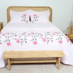 ست لحاف وکاور بزرگسال گلدوزی دو نفره هفت تکه بروجرد طرح اسپرینگ رنگ صورتی روشن