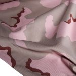 پارچه لباسی پلی استر ویسکوز عرض 150 بروجرد طرح استتار صحرایی رنگ 01