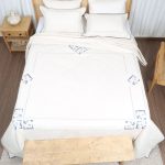 ست کاور لحاف بزرگسال گلدوزی دو نفره شش تکه بروجرد طرح برسام رنگ خام شویی