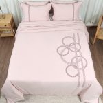 ست کاور لحاف بزرگسال گلدوزی دو نفره شش تکه بروجرد طرح ورساچه رنگ صورتی چرک