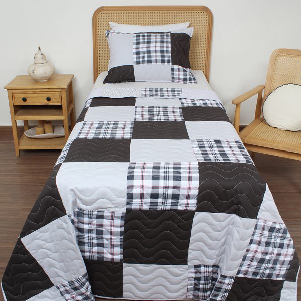 ست روتختی یک نفره دو تکه بروجرد چهل تکه طرح پرتو رنگ 01